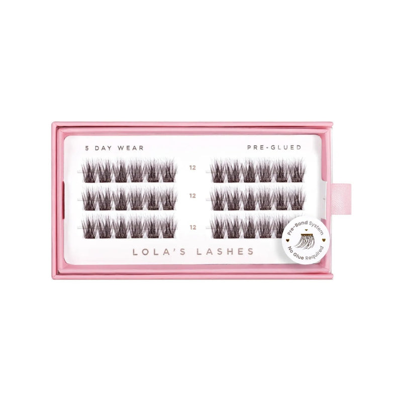 Lola's Lashes Pre-glued Lashes Soft Wisp Brown 12mm, pre-glued wimperclusters in donkerbruin
