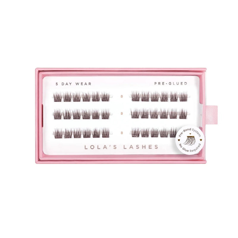 Lola's Lashes Pre-glued Lashes Soft Wisp Brown 8mm, voorgelijmde wimperclusters in bruin