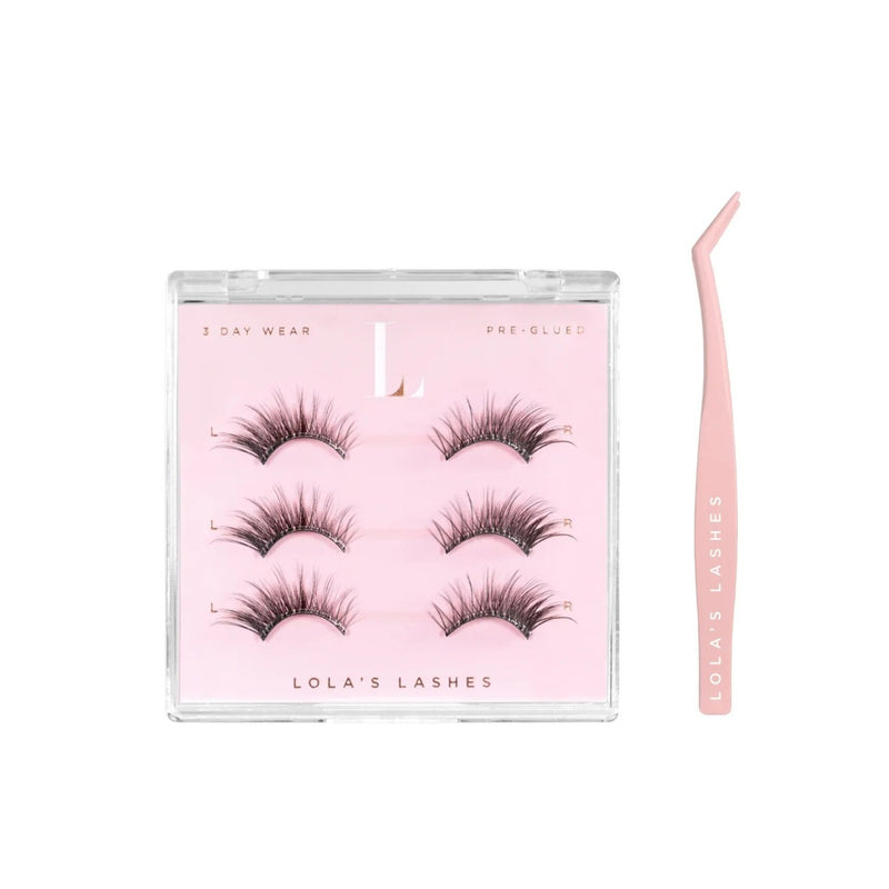 Lola's Lashes Tapered Flick Pre-glued Half Lashes Set, voorgelijmde halve nepwimpers met applicator