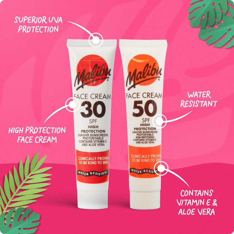 Malibu Suncare Face Cream SPF 50 & Lip Balm SPF 30 Set