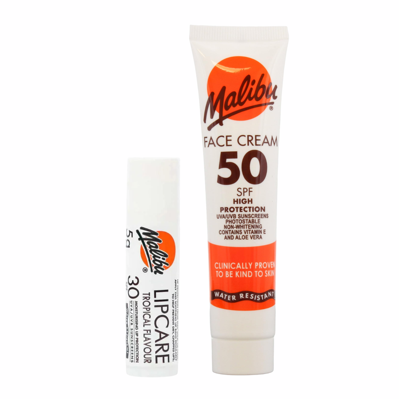 Malibu Suncare Face Cream SPF 50 & Lip Balm SPF 30 Set