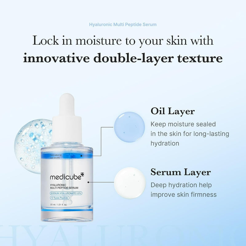 Medicube Hyaluronic Multi Peptide Serum, hydraterend gezichtsserum met hyaluronzuur en peptiden