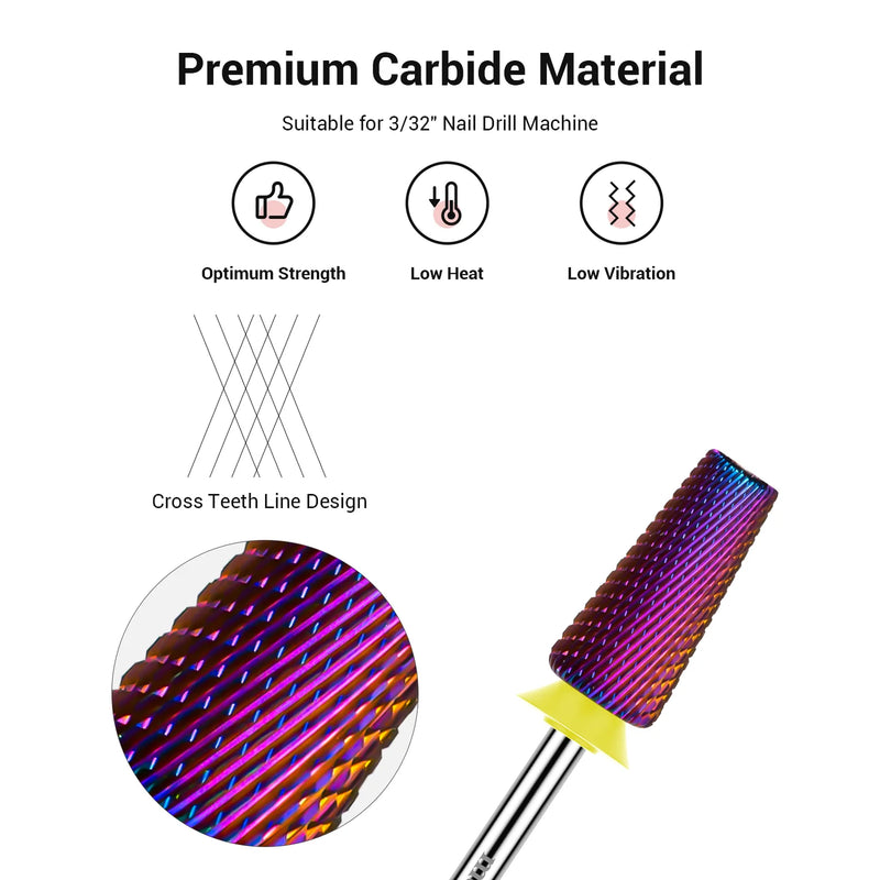 MelodySusie 5-in-1 Cross Cut Tungsten Carbide Nail Drill Bits Pink Fine