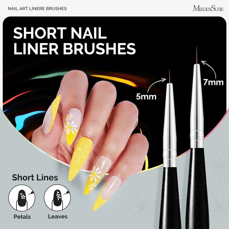 MelodySusie Nail Art Liner Brushes Black 5Pcs