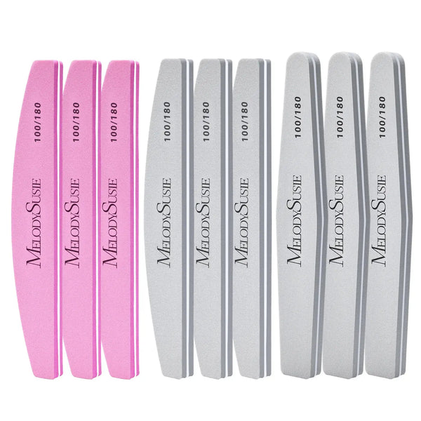 MelodySusie Nail Files and Buffers Set 100/180 Grit 9Pcs