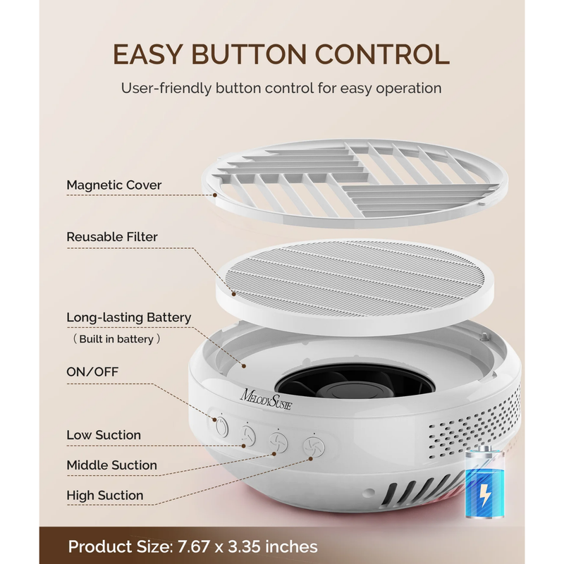 MelodySusie SProR Cordless & Rechargeable Nail Dust Collector White