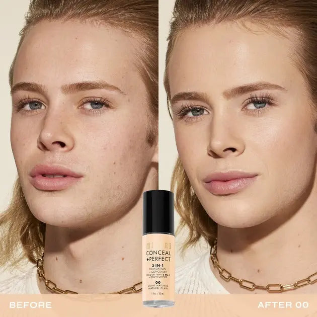 Milani 2-in-1 Foundation and Concealer 0A3 Warm Porcelain, full coverage foundation en concealer, foto 4 van 5