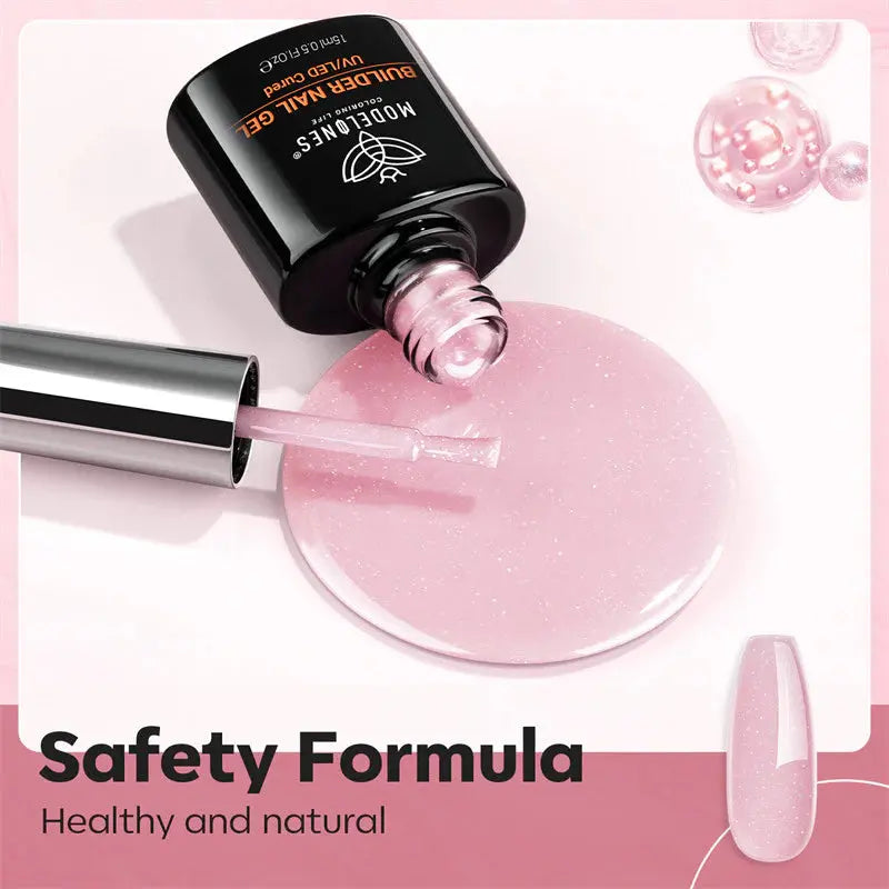 Modelones 8-in-1 Builder Nail Gel Nude Pink Glitter