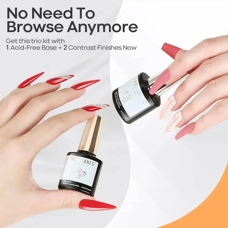 Modelones Matte & Shine Top Coat with Base Gel Set