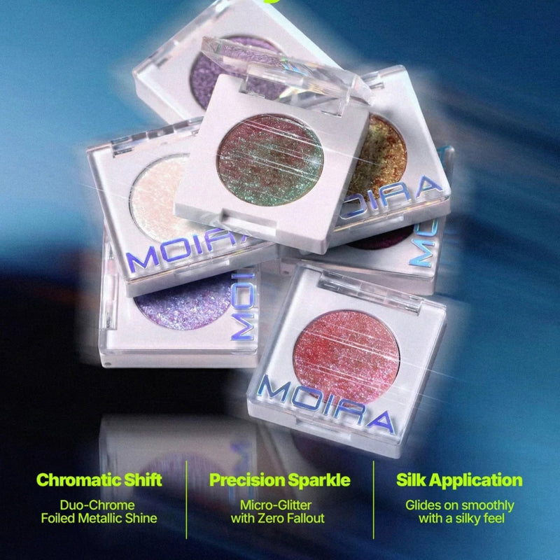 Moira Chroma Light Shadow 027 Moonflower, metallic oogschaduw met multidimensionale sparkle, foto 4 van 5