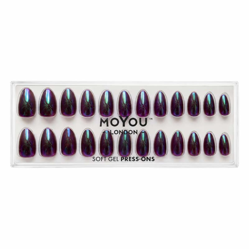 MoYou London Press On Grape Escape, set nepnagels met gel-achtige finish in amandelvorm