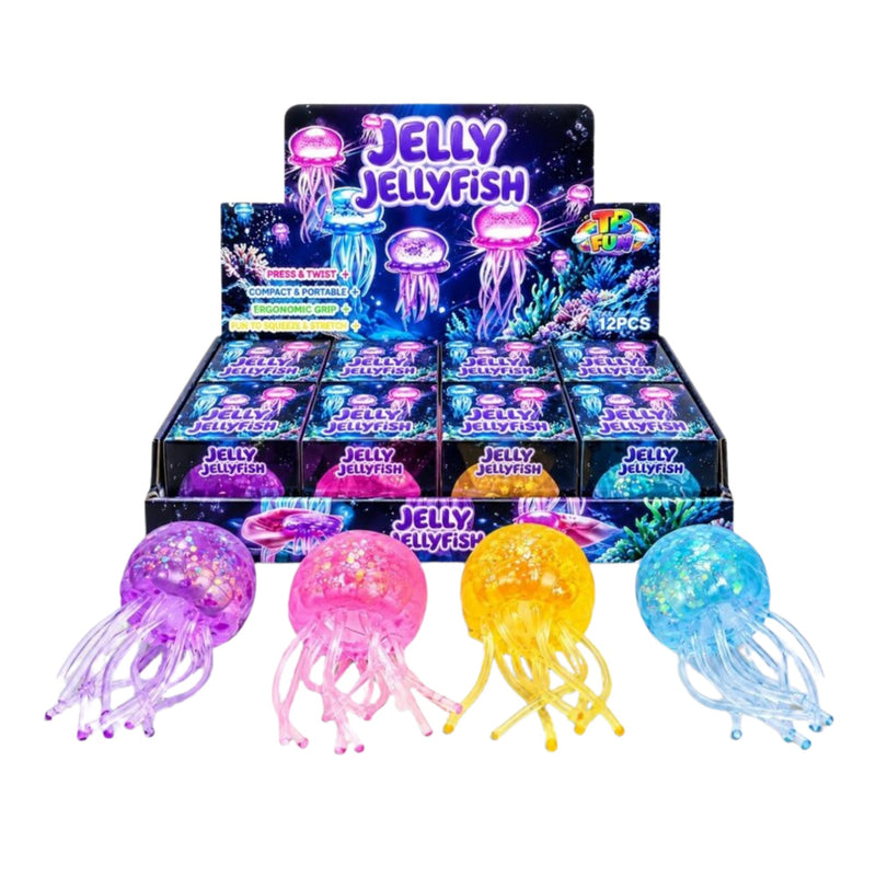 Squishy Mystery Glitter Jelly Fish Squishy, stressbal in de vorm van een kwal gevuld met glitters, foto 2 van 2