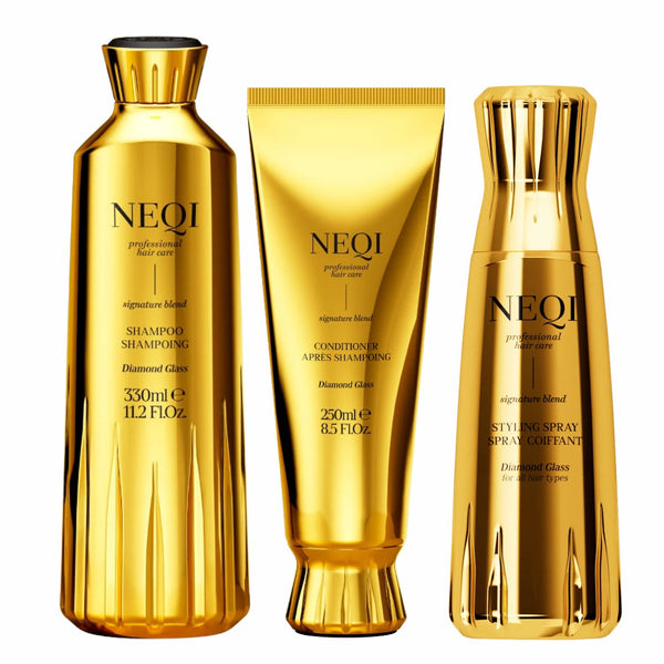 Neqi Xmas Set Diamond Glass Trio, haarverzorgingsset voor glanzend en glad haar