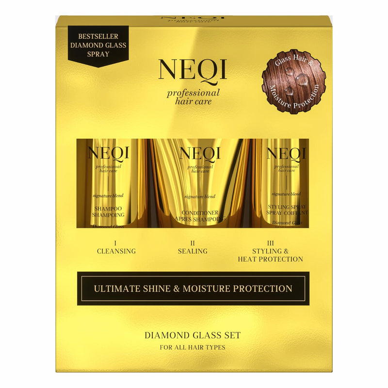 Neqi Xmas Set Diamond Glass Trio, haarverzorgingsset voor glanzend en glad haar