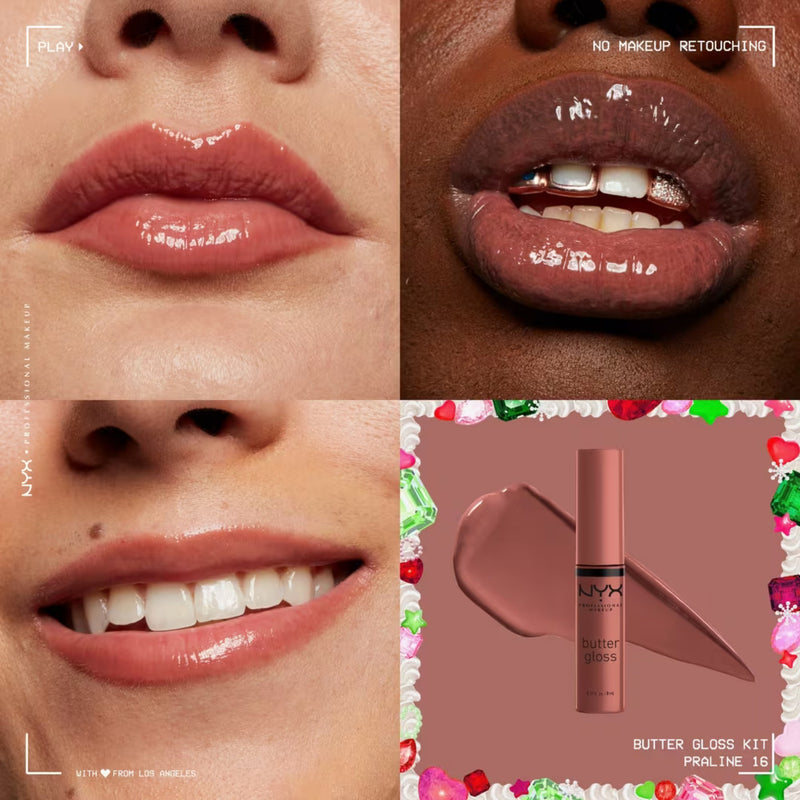 NYX Professional Makeup Bling the Halls Butter Gloss Kit, limited edition lipgloss set, foto 3 van 9