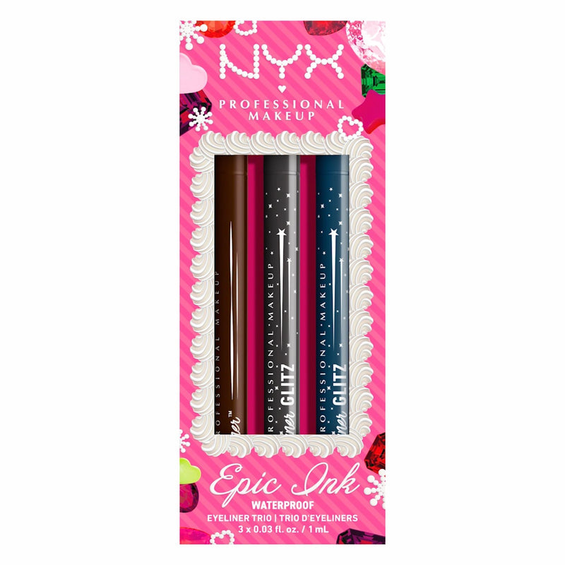 NYX Professional Makeup Bling the Halls Epic Ink Liner Kit, set met drie vloeibare eyeliners