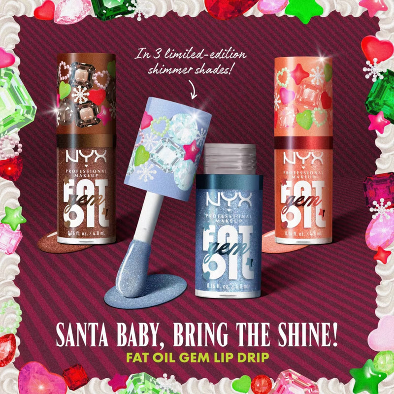 NYX Professional Makeup Bling the Halls Fat Oil Cacao Gem, hydraterende lipolie, foto 4 van 6