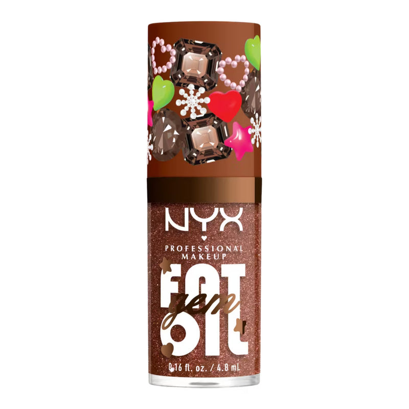 NYX Professional Makeup Bling the Halls Fat Oil Cacao Gem, hydraterende lipolie, foto 6 van 6