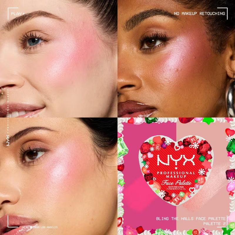 NYX Professional Makeup Bling the Halls Gem It Out Face Palette 02, blush en highlighter duo, foto 2 van 4