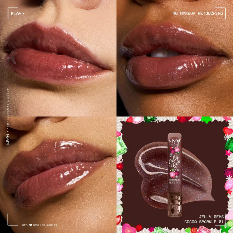 NYX Professional Makeup Bling the Halls Jelly Gem 01, lipgloss met multidimensionale sparkle, foto 2 van 7