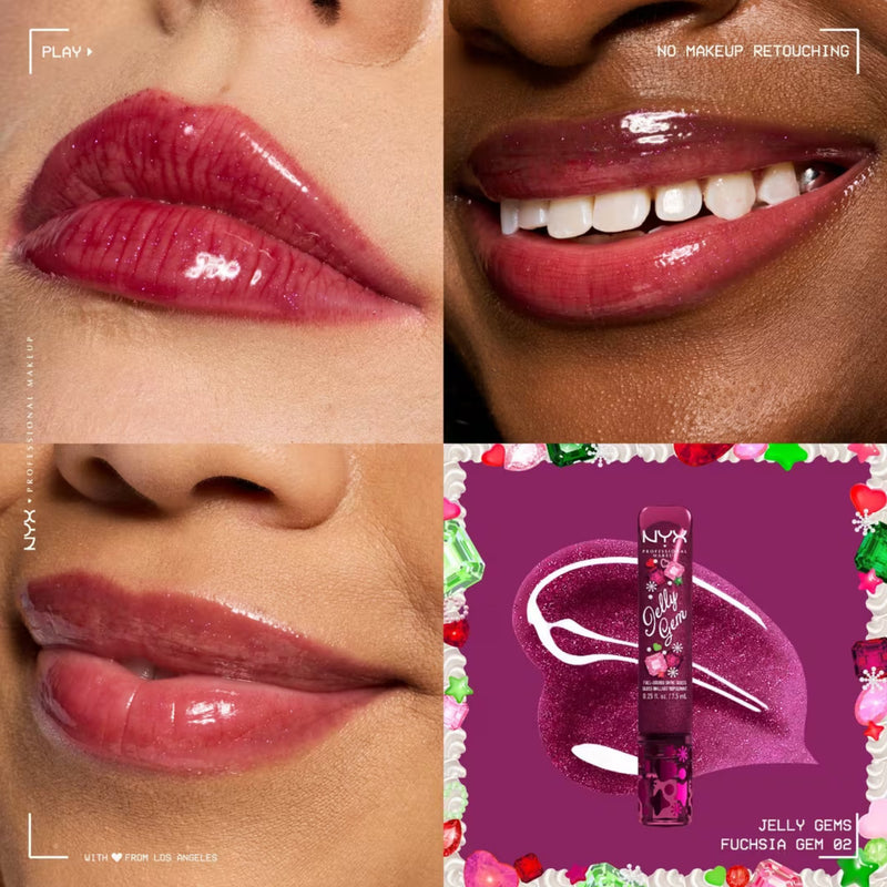 NYX Professional Makeup Bling the Halls Jelly Gem 02, high shine lipgloss met glitter, foto 2 van 7