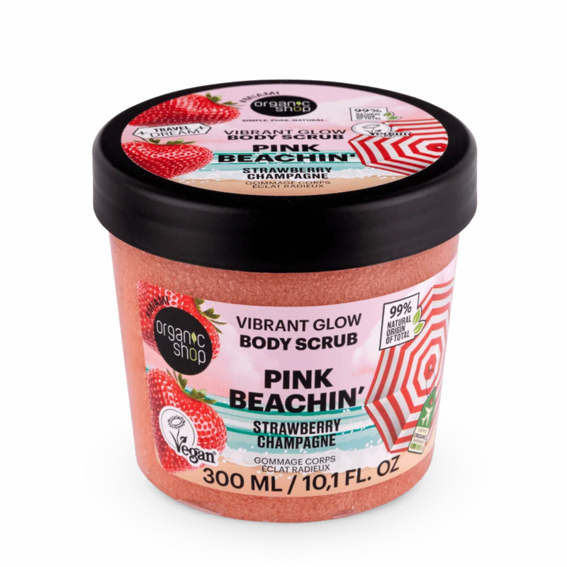 Organic Shop Body Scrub Pink Beachin Vibrant Glow Strawberry Champagne