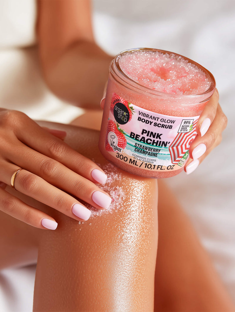 Organic Shop Body Scrub Pink Beachin Vibrant Glow Strawberry Champagne