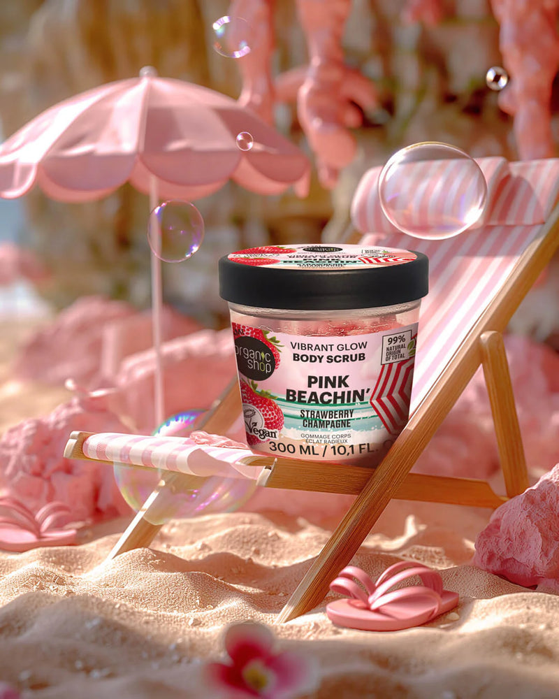 Organic Shop Body Scrub Pink Beachin Vibrant Glow Strawberry Champagne