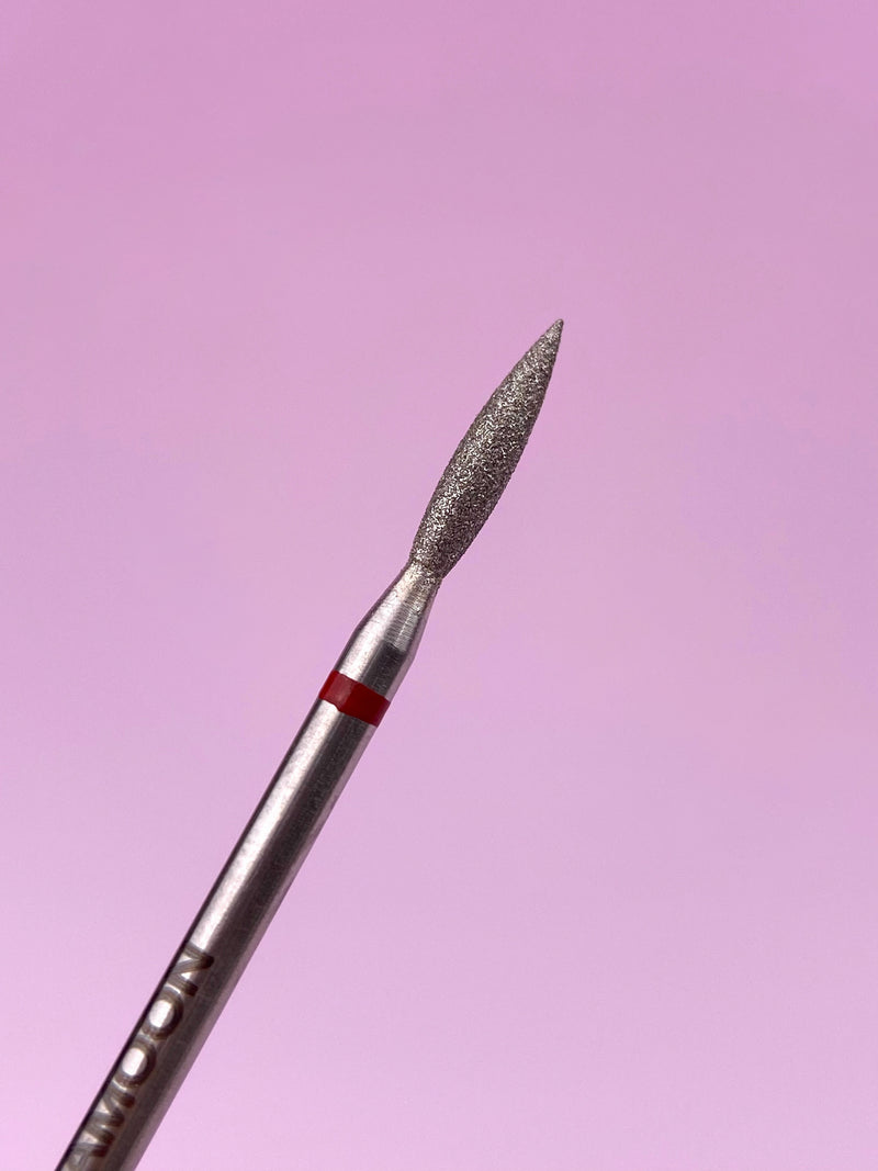 Lunamoon Diamond Milling Cutter Long Flame Red 2,0 mm, diamantfreesje voor manicure