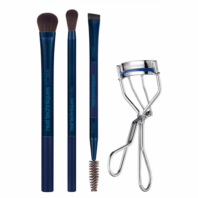 Real Techniques Easy On the Eyes Gift Set met drie make-up kwasten en een wimperkruller