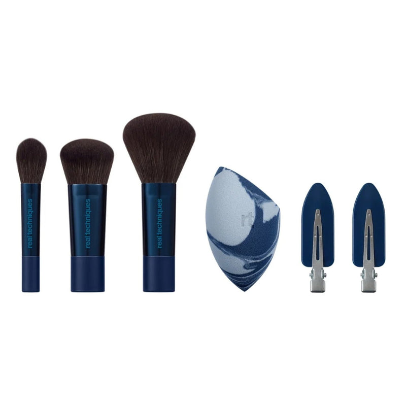 Real Techniques Everyday Slay Brush & Sponge Set, set met make-up kwasten, spons en haarclips