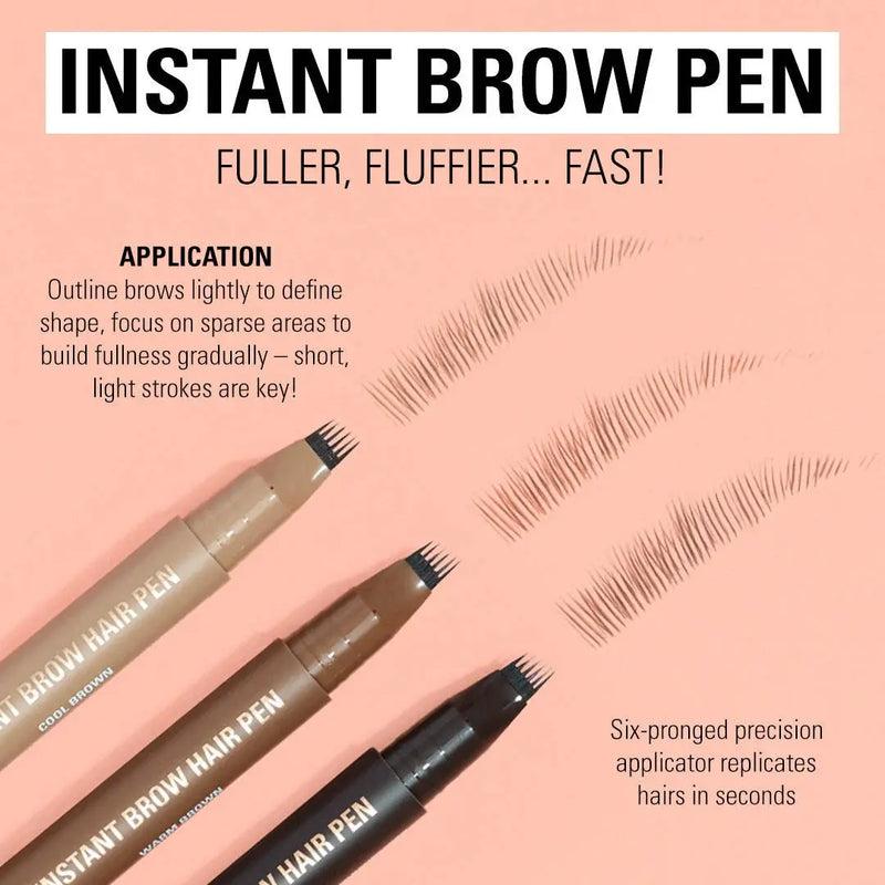 Revolution Instant Brow Hair Pen Cool Brown, wenkbrauwpen met een zes-pronged applicator voor haarachtige streken.