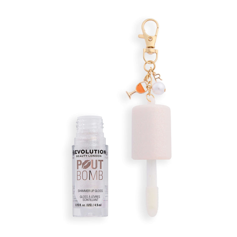 Revolution Pout Bomb Frosted Glaze, holografische shimmer lipgloss met perzikgeur