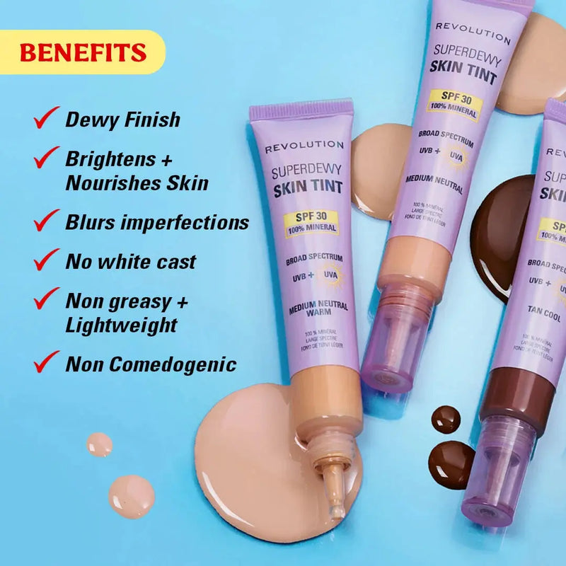 Revolution Superdewy SPF30 Skin Tint Light Neutral, lichte foundation met SPF30, foto 4 van 5