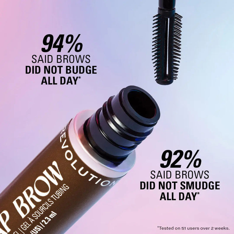 Revolution Wrap Brow Ebony Black, tubing wenkbrauwgel in de kleur zwart