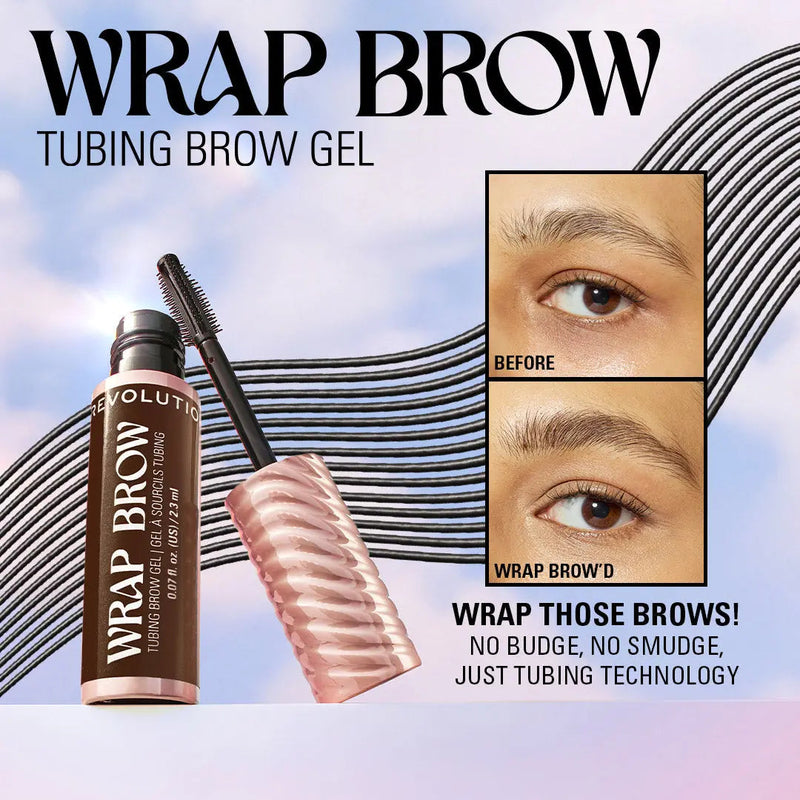 Revolution Wrap Brow Cool Medium Brown, wenkbrauwgel voor vorm, fixatie en kleur.