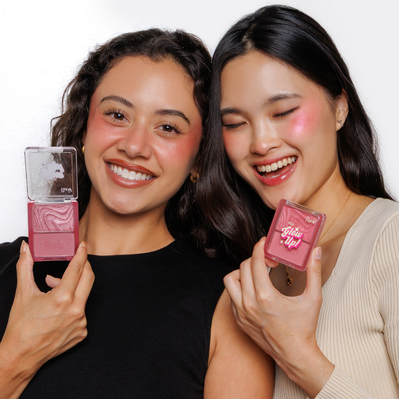 Rude Cosmetics The Glow Up! Matte & Shimmer Blush Duo Blazing Red, blush duo met matte en shimmer finish., foto 6 van 9