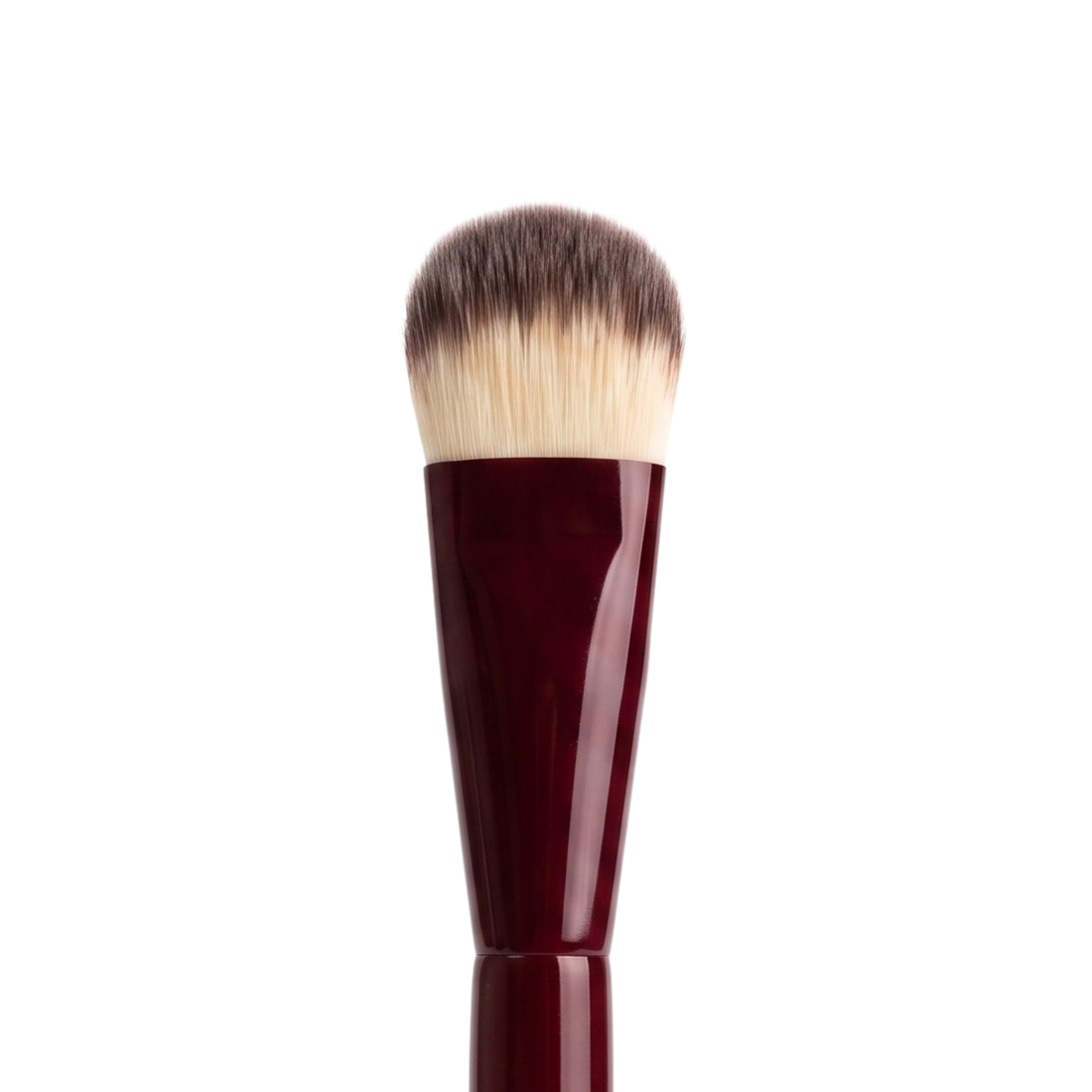 Boozyshop Flawless Small Contoured Foundation Brush, close-up of the brush head on a white background