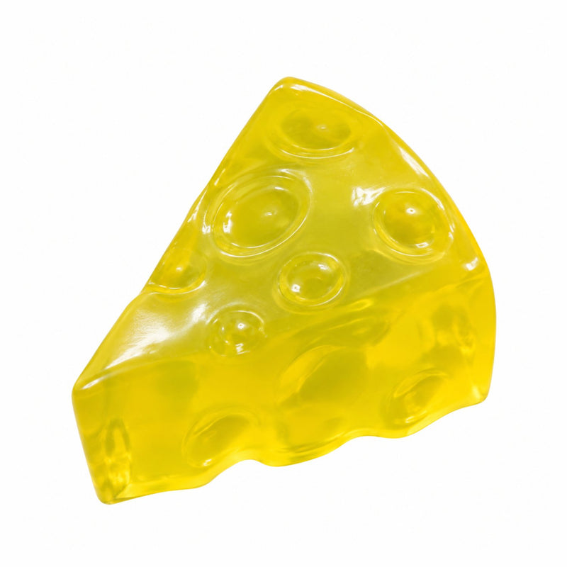 Squishy Clear Cheese Wedge Vaseline Squishy, een doorzichtige squishy in de vorm van een kaaswigje