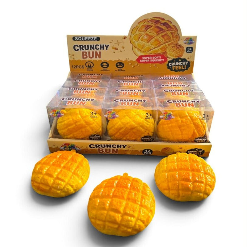 Squishy Crunchy Bun Squishy, een broodje-vormige squishy met een crunchy textuur