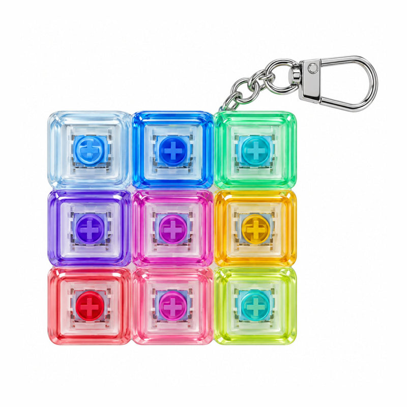 Squishy Clicking Keyboard ASMR Keychain, fidget toy sleutelhanger met klikkende toetsen