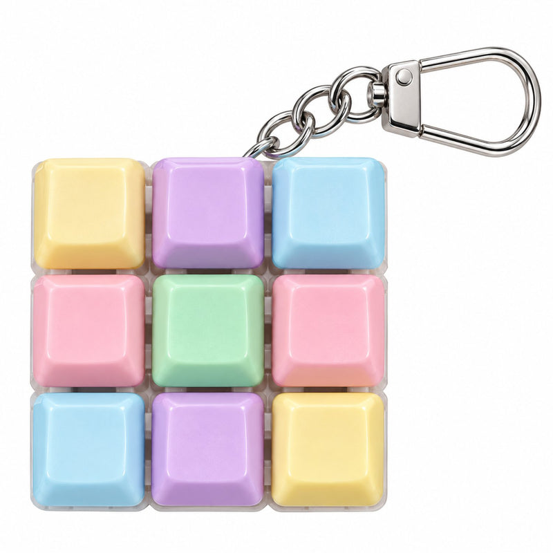 Squishy Pastel Clicking Keyboard ASMR Keychain, compacte fidget toy met klikkende toetsen en sleutelhanger