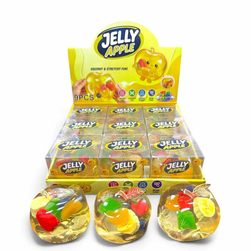 Squishy Vaseline Apple with Fruit Squishy, doorzichtige squishy in de vorm van een appel met fruitstukjes