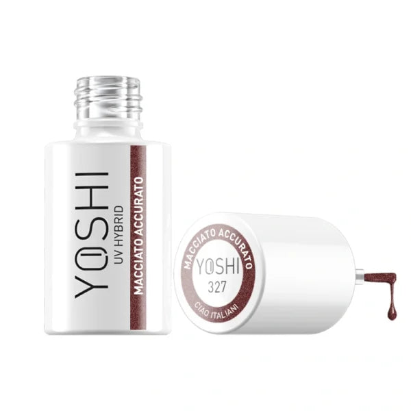 Yoshi Gel Polish UV LED 327 Macciato Accurato, bruine gellak met spikkels
