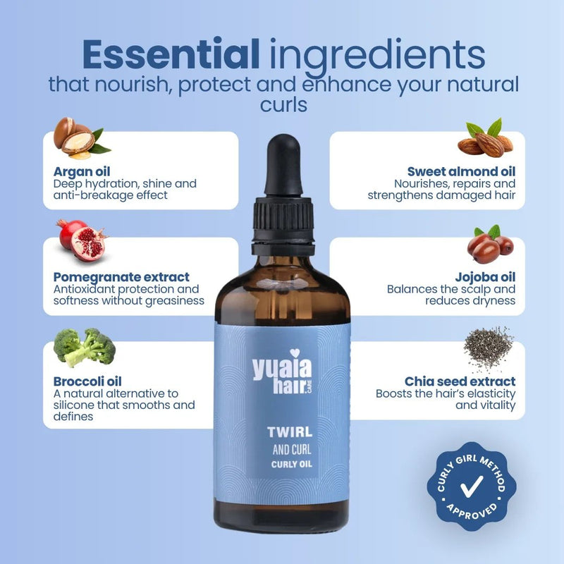 Yuaia Haircare Twirl and Curl Curly Oil, haarolie voor glanzende en gedefinieerde krullen, foto 8 van 9